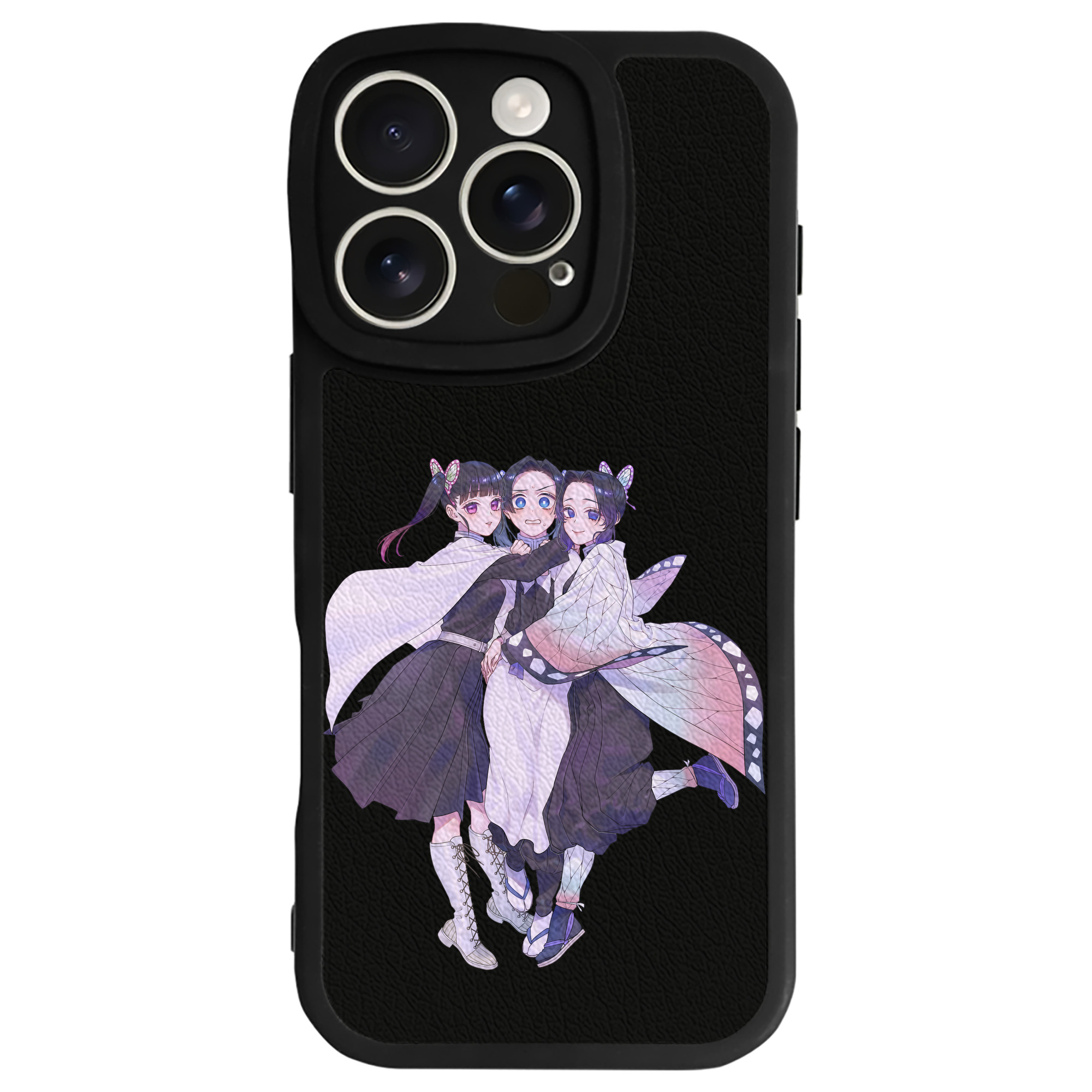 （画像用） 鬼滅の刃（きめつのやいば）蟲柱-胡蝶 しのぶ／こちょう しのぶ Kochou Shinobu 【iPhone 16シリーズ対応】シリコンスマホケース（レザー調） 材質：シリコン